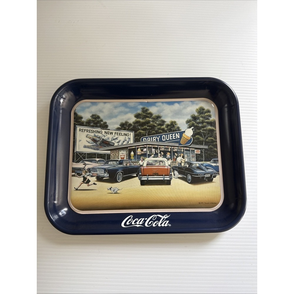 U.S.A. DAIRY QUEEN ICE CREAM COCA COLA SODA BOTTLE CAR ART METAL SIGN TRAY TOOL